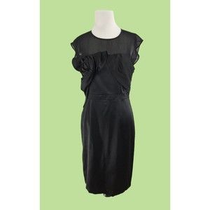 ryu woman‎ size M black rossette cocktail dress dark romantic minimalist classic